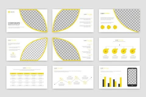 Creative business PowerPoint presentation slides template design. Use for m.. Stock Illustration