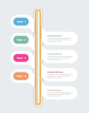 Creative business process presentation vertical four steps infographic templa Stock Illustration