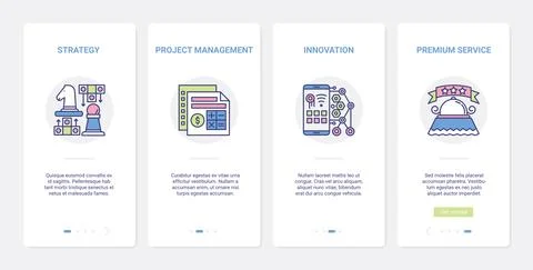 Creative business strategy, innovative management UX, UI mobile app page screen Stock Illustration