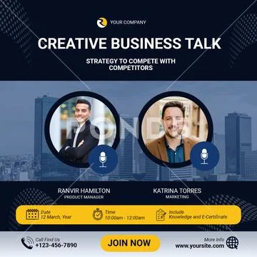Creative business talk strategies to conquer challenges PSD Template