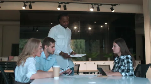 Creative business team, multiethnic group, coworking space Stock Footage 136505195