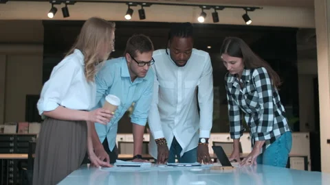 Creative business team, multiethnic group, coworking space Stock Footage 136505649