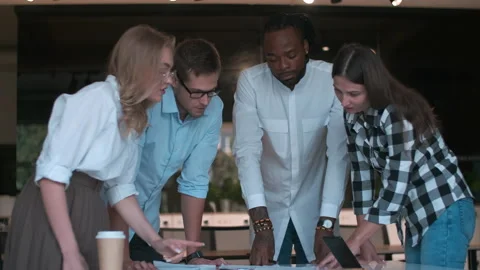 Creative business team, multiethnic group, coworking space Stock Footage 136505836