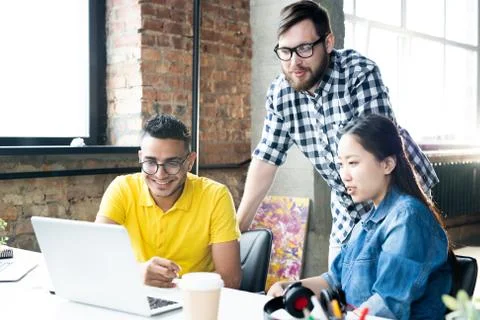 Creative Business Team Using Computer in Office Foto stock
