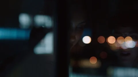 Creative business team working late colleagues using tablet computer Stock Footage 96819787
