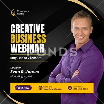 Creative business webinar with speaker evan r james Modello PSD