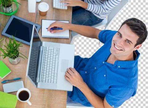 Creative businessman smiling at the camera Illustrazione stock