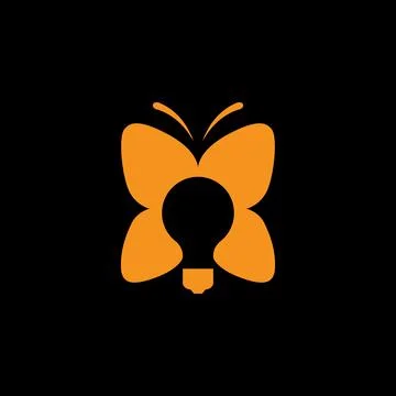 Creative butterfly bulb concept flat logo design vector イラスト素材
