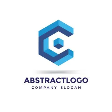 Creative C letter 3D Logo design Stock Illustration