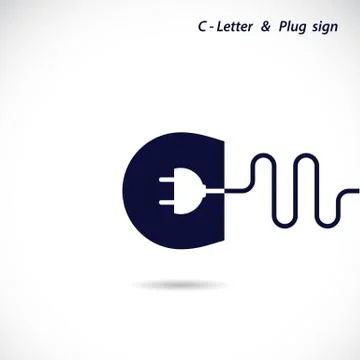 Creative C-letter icon abstract logo design vector template with electrical p Illustrazione stock
