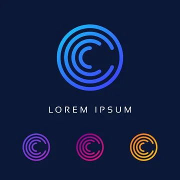 Creative C Letter logo Icon Round Shape. Illustrazione stock