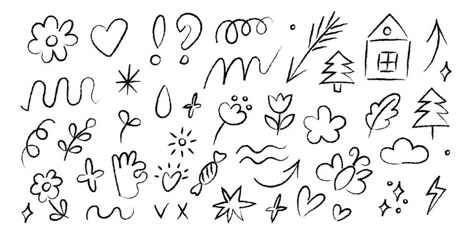 Creative Cacharol doodle featuring various whimsical shapes and designs in .. Stock Illustration