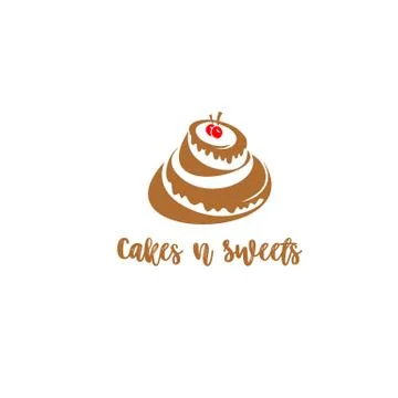Creative cake logo with cherry vector illustration. Illustrazione stock