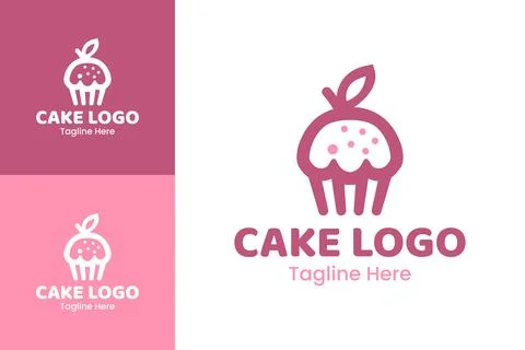 Creative Cake Logo Design in Pink Color for Bakery Branding Stock Illustration