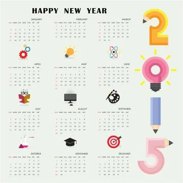 Creative calendar 2015 design template with business or education concept. Stock Illustration