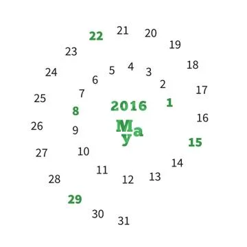 Creative calendar for May 2016 with dates on spiral Stock Illustration