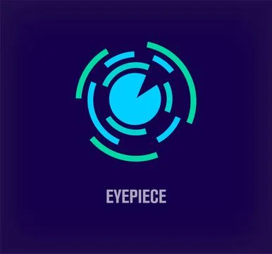 Creative camera lens and eyepiece logo. Stock Illustration
