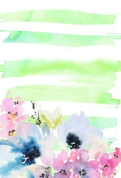 Creative card with watercolor flowers Stock Illustration