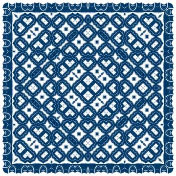 Creative carpet pattern. Vector illustration. Blue color ornate design Stock Illustration