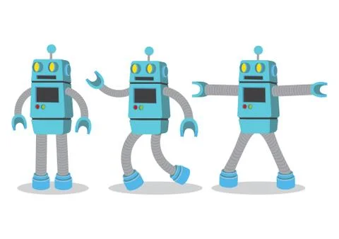 Creative cartoon vector illustration of robot on white background. Stock Illustration