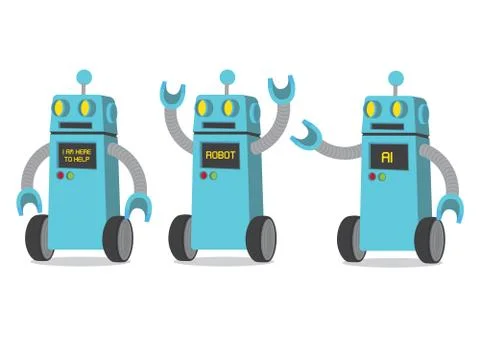 Creative cartoon vector illustration of robot on white background. Stock Illustration