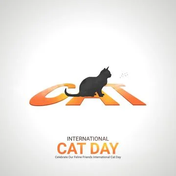 Creative cat ads design. Creative cat day, August 8, vector, 3d illustration Stock Illustration