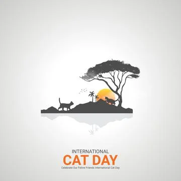 Creative cat ads design. Creative cat day, August 8, vector, 3d illustration Illustrazione stock