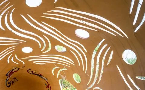 Creative ceiling cutouts with light patterns - Artistic concept Stock Photos