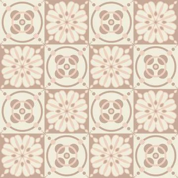 Creative ceramic tile beige monochrome pastel color, trendy symmetrical squar Stockillustratie