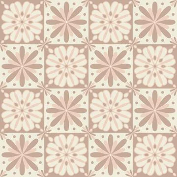 Creative ceramic tile beige monochrome pastel color, trendy symmetrical squar Stockillustratie
