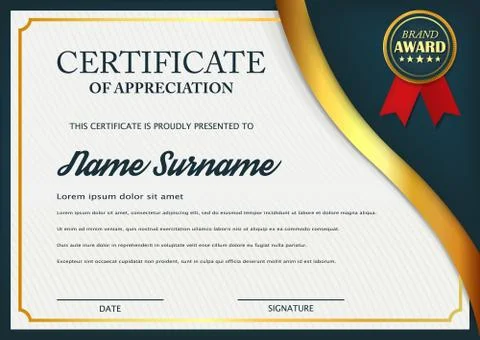 Creative certificate of appreciation award template. Certificate template des Stock Illustration