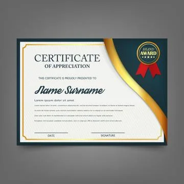 Creative certificate of appreciation award template. Certificate template des Stock Illustration