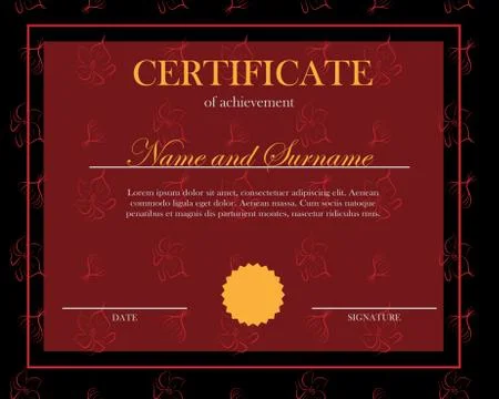 Creative certificate, diploma. Frame for diploma, certificate. Certificate te Stock Illustration