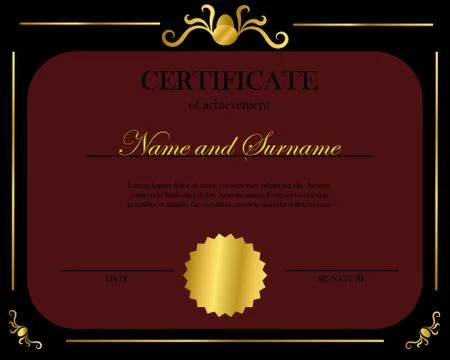 Creative certificate, diploma. Frame for diploma, certificate. Certificate te Stock Illustration