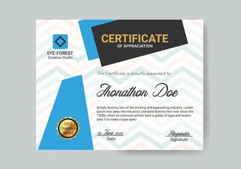 Creative certificate template design Stock Illustration