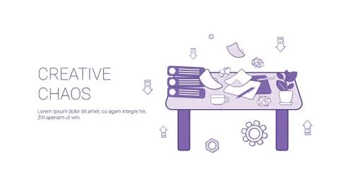 Creative Chaos Creativity Process Concept Template Web Banner With Copy Space Stock Illustration