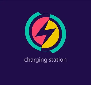 Creative charging station logo design. Stock Illustration