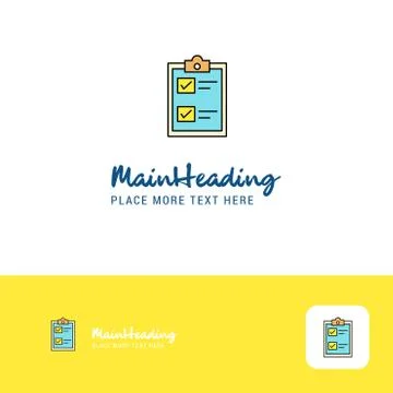 Creative Check list Logo Design. Flat color Logo place for Tagline. Vector Il Ilustração Stock