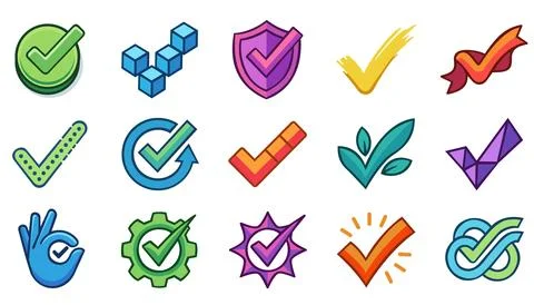 Creative check mark icon set for business Stock Illustration