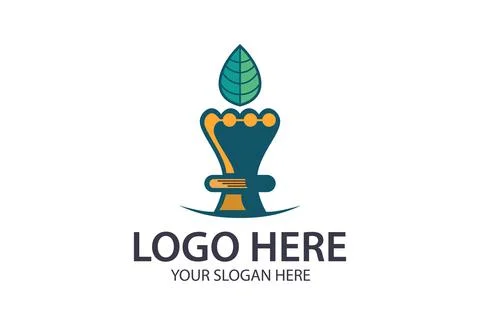 Creative Chess Castle Simple Leaf Logo Design	 Stock-Illustration