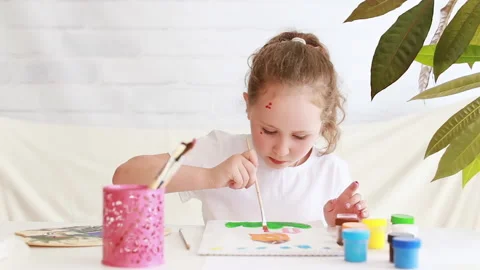 Creative child with a brush Stock Footage 158172627