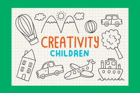 Creative Child Drawing Doodle Background Stock Illustration