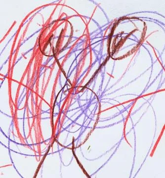 A Creative Child Drawing Featuring A Whimsical Abstract Figure On A Plain W.. Stock Illustration