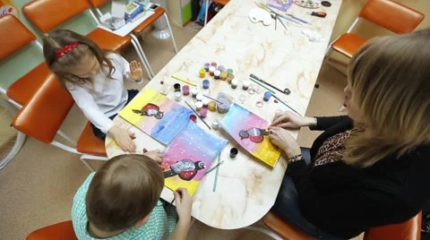 Creative children draw and mold from clay Video stock 59610552