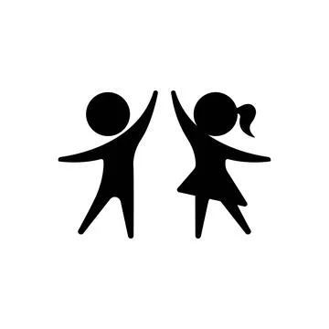 Creative children silhouette vector art illustration. Stock Illustration