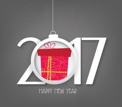 Creative chinese new year 2017 text design with christmas ball Stock Illustration