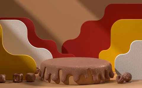 Creative chocolate stage, merchandise platform, 3d rendering. Stock Illustration