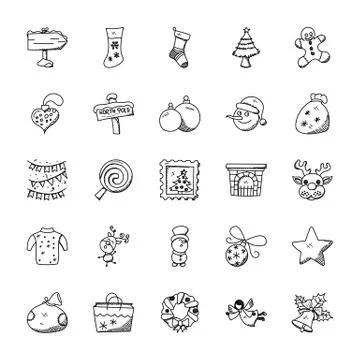 Creative Christmas Doodles Set Stock Illustration