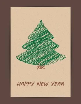 Creative Christmas tree card. Stock Illustration