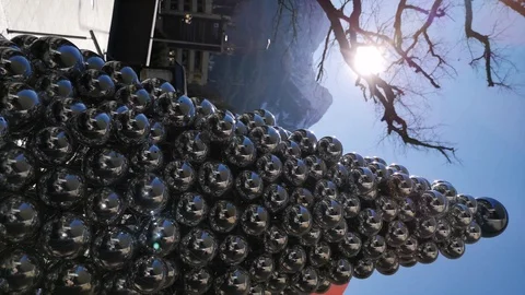 Creative Christmas tree made of silver balls Stock Footage 123250200